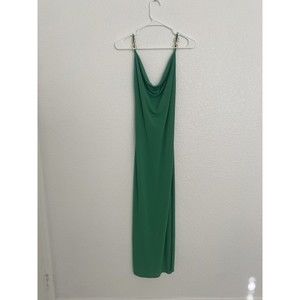 Wearever Women DRESS SIZE M Green Formal Gown Fitted Sexy Long NWOT Gold Accent